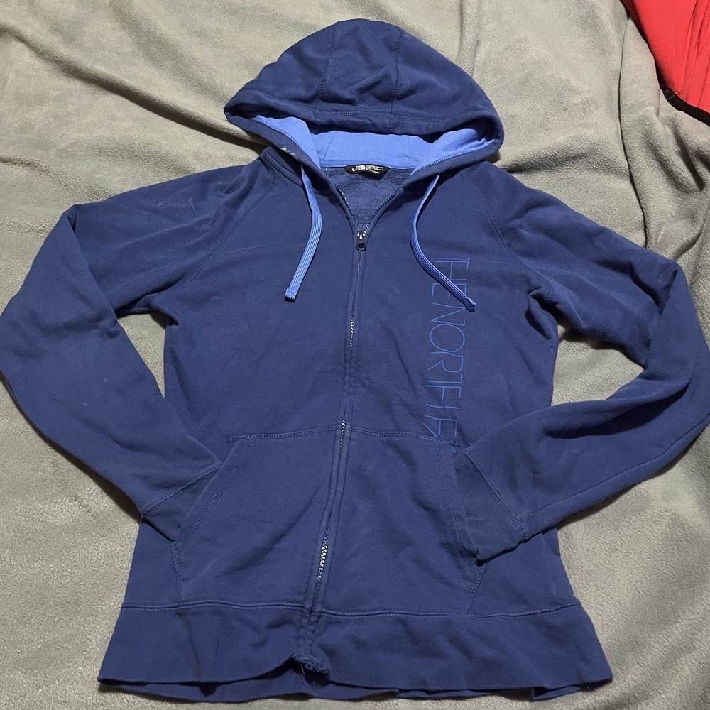 The North Face Jacket Womens Medium Blue Full Zip Hooded Lightweight Sweatshirt